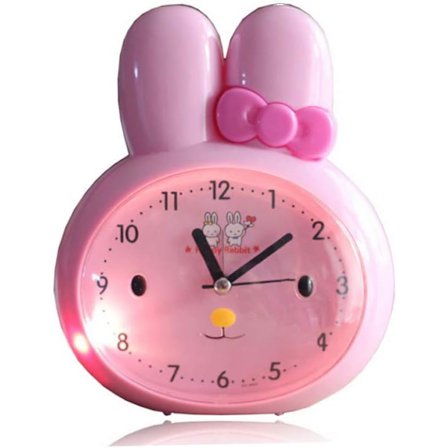 FHW Rosa Sveglia Coniglio Silenzioso Semplice Creativo Occhio Luc