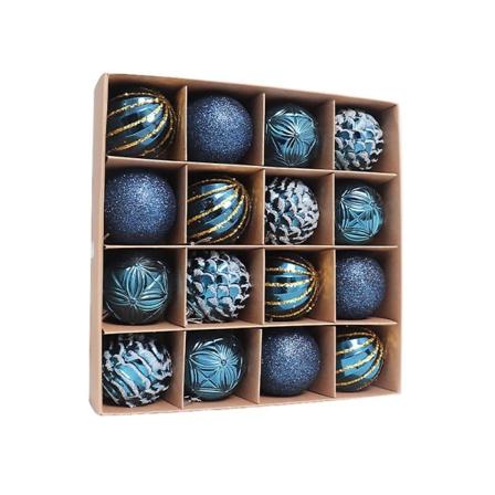 2023 Ny 16 stk 6 cm Fargerike julekuler Ornamenter Festanheng Dekorasjon Julekuler Nyttårsgave Navy Blue