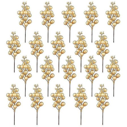 20 stk kunstige S, 7,5 tommer glitterbær S, kunstige plukker til juletre()