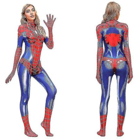 Kvinnors Spiderman Bodysuit Halloween Cosplay kostym Red L
