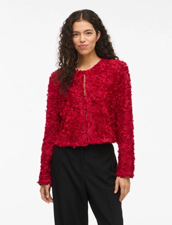 Vila Virosie L/S Cardigan/Dc/R - Red - 36