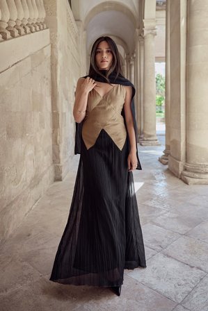 Tsutsumi Hoang x NA-KD Vid maxiklänning i satin - Sommarklänningar - Flerfärgad - EU 36