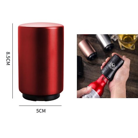 Enkeltsidig (vinrød) rustfritt stål trykkflaskeåpner, ølgift