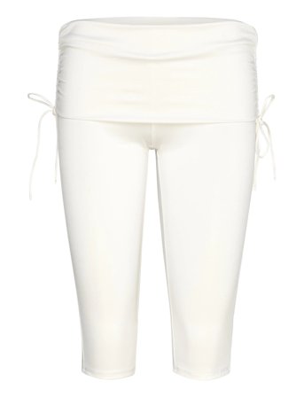 Monki Ruched Low Rise Capri Leggings - White - XL