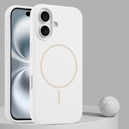 Kompatibel med iPhone 16 PLUS telefondeksel, silikonbeskyttelsesdeksel, hvit