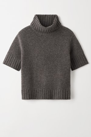 Soft Goat - Short Sleeve Turtleneck - Kashmirtröja dam - L - Wood