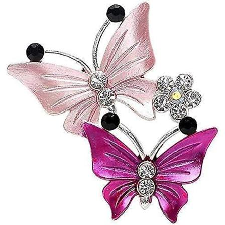 2PCS x Rosa Dubbla Fjäril Bil Luftfräschare Vent Clips, Diamant Strass Söta Fjäril Bil Vent Dekoration, Bling Biltillbehör för Kvinnor
