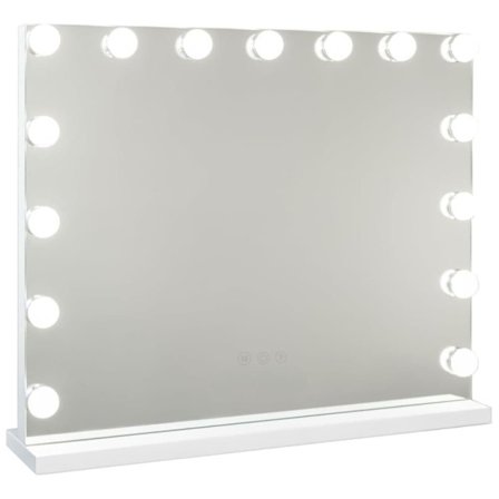 UNIQ Vanity XL Hollywood Spejl med 15 LED-lamper og touch-funktion - makeup spejl med belysning - hollywoodspejl
