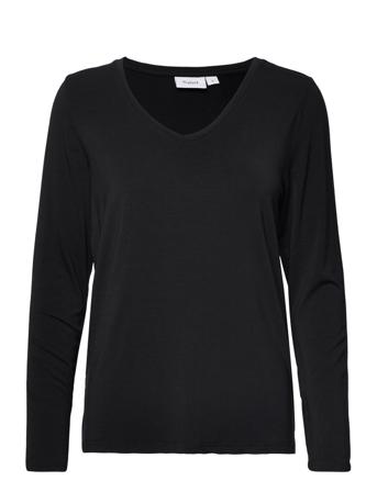 Adeliasz V-N Ls Blouse Langærmet T-shirt Sort Saint Tropez