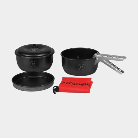 Set de camping Trangia Tundra III Mini, con 2 ollas, 1 sartén y 1 tapa en NS / Teflón antiadherente + pinza + funda
