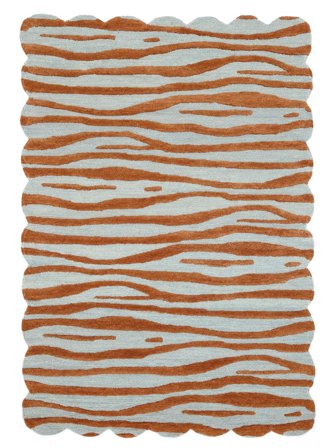 Arty Zebra Vloerkleed - Lichtblauw/Roestrood 160X230 Wol