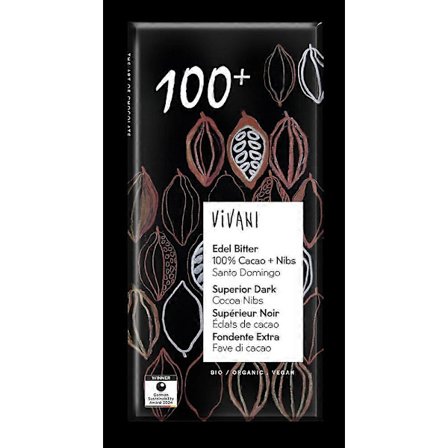 Vivani Mørk 100+ Chokolade med Kakaonibs Vegansk Økologisk 80g