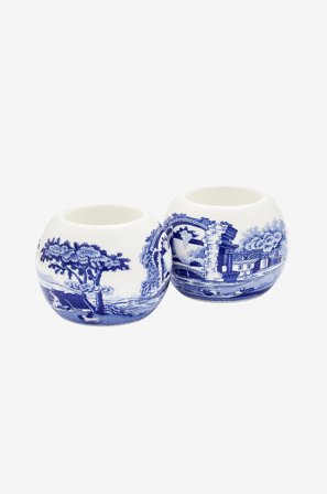 Spode - Fyrfadsstager Blue Italian 6 cm x 7,5 cm, 2-pak - Blå - Lysestager & lanterner - Fra Homeroom