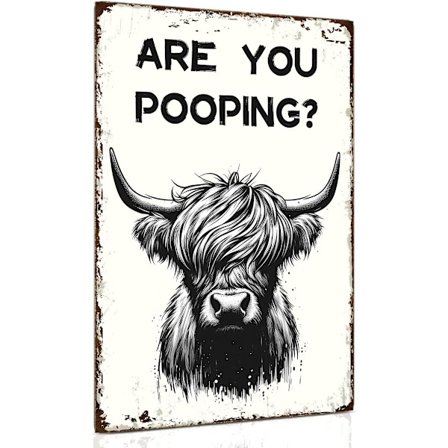 Hauska Ylämaanlehmä Oletko Kakkaamassa Metallikylttejä Vintage Maalaistalon Kylpyhuoneen Seinäsisustus Ylämaanlehmän Ystävien Lahja 20 x 30 cm