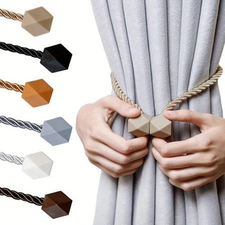 Sterke Magnetiske Gardinholdere, Moderne Tvunnet Tau Design for Stue, Kontor og Hjemmeinnredning