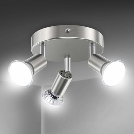 LED-taklampe roterbar, 3-veis rund plate LED-takspotlight, inkludert 3x4W GU10 LED-pærer, kaldhvit, for kjøkken, stue 3 hoder