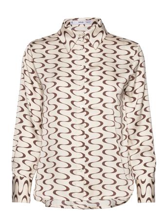 Satin Print Shirt Beige Mango