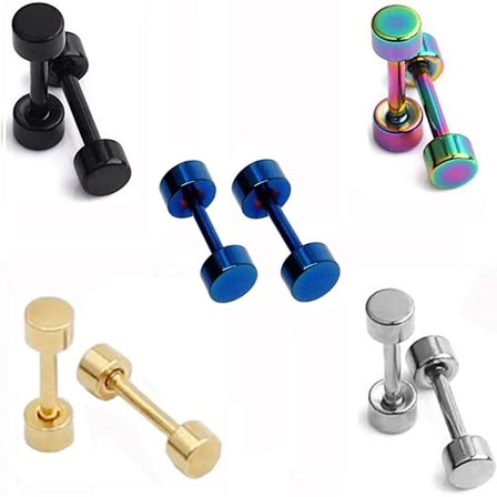 Dot örhängen, högglanspolerat kirurgiskt stål skruvplatta bakre skivproppar örhängen för kvinnor män 5 par (3 mm)