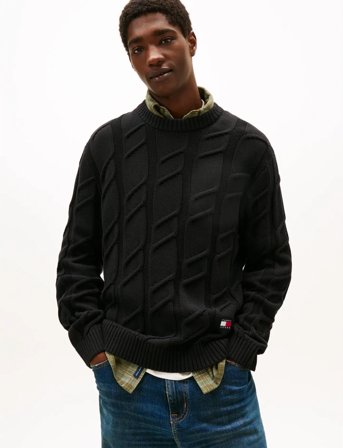 Tommy Jeans Tjm Reg Chunky Cable Knt Swt Ext - Black - S