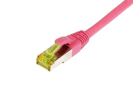 SYNERGY Patchkabel RJ45, CAT6A 500Mhz, 2m, magenta, S-STP(S/FTP), TPE/LSZH(Ultraflex), AWG26, mit CAT7 Rohkabel, Synergy 21