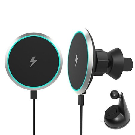 Kompatibel 15W oplader bilholder, trådløs magnet bil