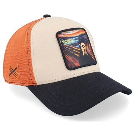 Capslab - Beige trucker Caps - Art Inception Orange/Beige/Black A-Frame Adjustable @ Hatstore