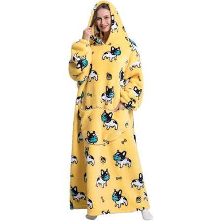 Dame Vinter Super Varm Oversized Lang Stilfuld Sherpa Tæppe Pullover Hættetrøje Bærbar TV Tæppe Hættetrøje med To Lommer