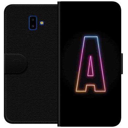Yhteensopiva Lompakkokotelo Samsung Samsung Galaxy J6+ Minimalistinen neonkirjain A sateenkaarenvärisessä valossa mustaa taustaa vasten modernissa t
