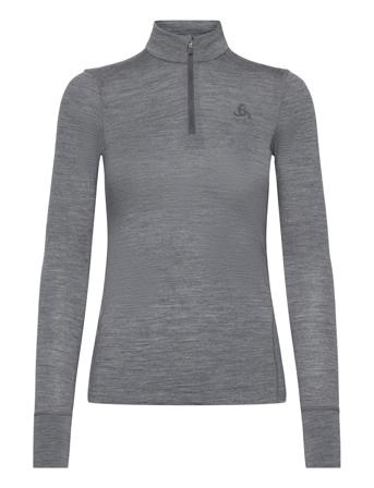 Odlo W Bl Top Turtle Neck L/S Half Zip Merino 200 Base Layer Tops Grå Odlo*Betinget Tilbud
