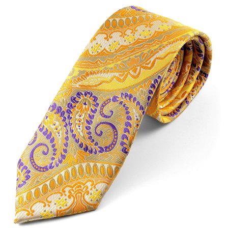 Yellow Paisley Silk Tie for Men - Patterned Ties