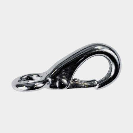 Karabijnhaak met oog, vernikkeld messing, Ø10 mm, 55 mm