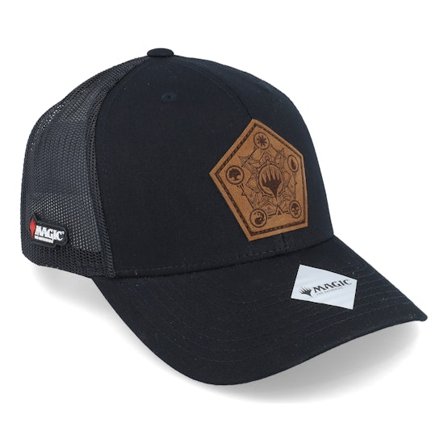 Magic: The Gathering - Musta trucker Lippis - Mtg Mana Pentagonic Logo Black/Black Trucker @ Hatstore