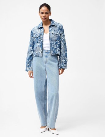 French Connection Charlotte Jacquard Denim Jacke - Blue - 36