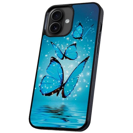 iPhone 16 Plus - Cover/Mobilcover Glitrende Sommerfugle