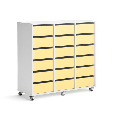 Student storage CASPER, 18 drawers, white, sky blue