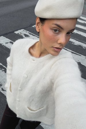 Premium Selection Knitted Alpaca Blend Cardigan - Cardigans - Råhvid - S