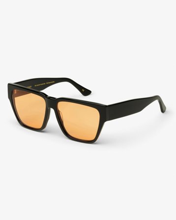 Sunglass 11 - Deep Black Solid - Orange - One Size