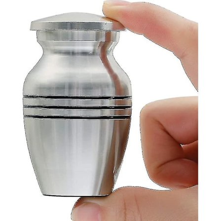 Bedstsælger lille souvenirurne til aske af mennesker eller kæledyr, hårdmetal kremeringsurne, mini begravelsesurne med fløjlspose, 1 stykke, sølv