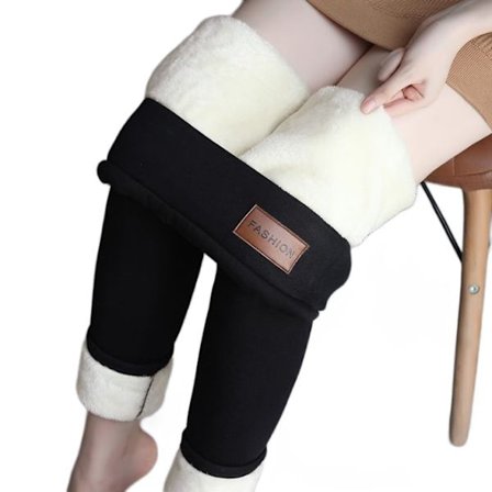 Vinterfleeceforede dameleggings med høy midje, elastiske, tykke kasjmirleggings, plysj og varme (M)