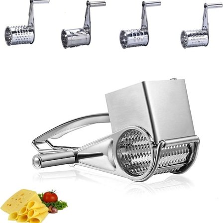 Køkken roterende ostkværn, rustfrit stål ost mel maskine, med 4 skarpe valser,