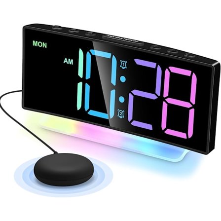 Superhøj seng med vibrator, vibrerende vækkeur til tunge sovende, hørehæmmede døve, voksne, teenagere, sengeur til soveværelse med stor