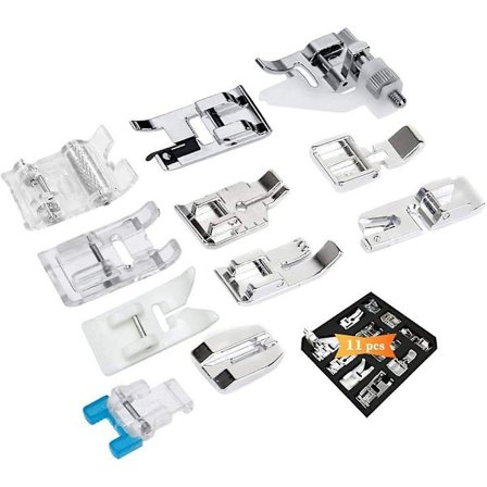 11-pack symaskinspressarfot med rullfot, blixtlåsfot för Brother, Janome, Singer, Toyotas symaskiner