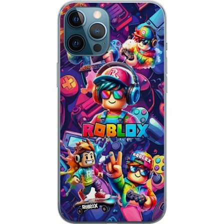 Kompatibel Mobilcover til Apple Apple iPhone 12 Pro Max Farverig Roblox gaming gruppe med hovedtelefoner, controllere og neonfarver perfekt til børn