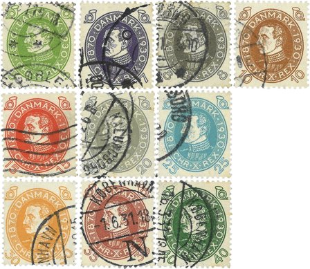 Danmark 1930 - AFA 186-195 - Stemplet