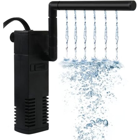 Akvariefilter, justerbart akvariefilter med vattenpump, kompatibelt med 20-250L akvarium, tyst, 20W [HY]