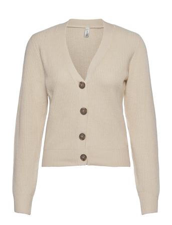 Sc-Blissa Stickad Tröja Cardigan Creme Soyaconcept