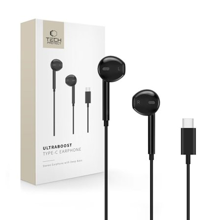 Tech-Protect In-Ear Hörlurar USB-C UltraBoost Svart
