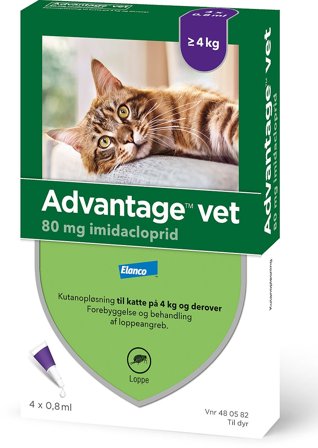 Advantage Vet Spot-on til Kat Kat 4 kg+ (4X0,8 ml), Tøj & Bolig, Flåter & Lopper, Flåt- Og Loppemiddel Til Katte