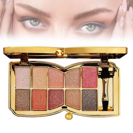 Øjenskyggepalette, 10-farvers glitter makeup sæt, glitrende shimmer langtidsholdbare skygger til fest og specielle begivenheder (#02)