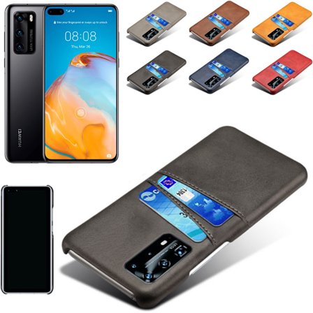 Huawei P40 Pro -kuori kotelo suoja nahka kortti luotto visa -